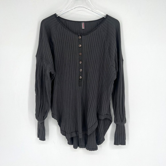 Free People Tops - Free People Movement Top Womens S‎ Gray Ribbed Oversized Relaxed Bella Layer